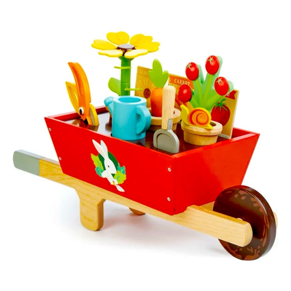Tender Leaf Red Wooden Garden Wheelbarrow Toy